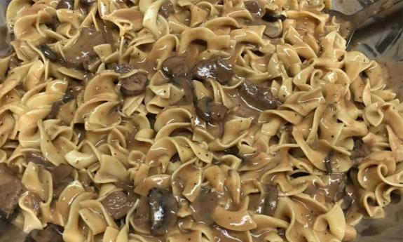 Traditional Beef Stroganoff at Fresh Market Island in St. Augustine.