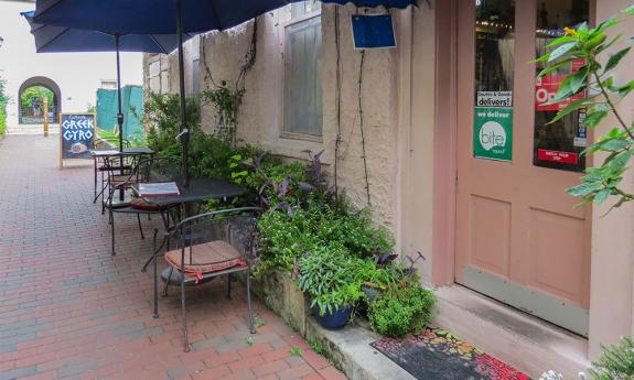 Visitors enter Gaufre's & Goods through the door on Charlotte St. in St. Augustine, FL.