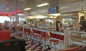 Classic diner seating and decor at Georgie's Diner
