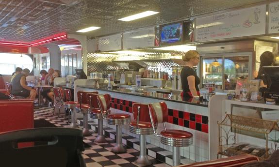 Classic diner seating and decor at Georgie's Diner