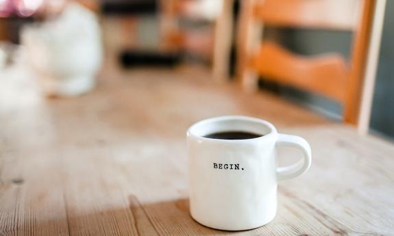 Begin. First a great cup of coffee from Growers Alliance in St. Augustine.