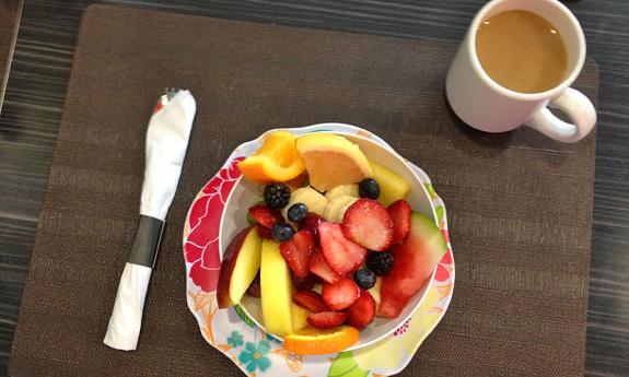 Fresh fruit with Mary's Harbor View Cafe breakfasts. 