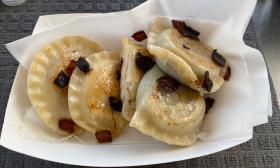 A serving of pierogi from I Love Pierogi Food Truck in St. Augustine.