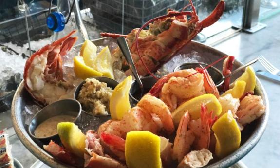 The top of a Seafood Tower at Johnny's Oyster Bar, upstairs at Meehan's in St. Augustine.