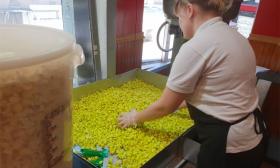 Makling the popcorn at Kernel Poppers in St. Augustine.