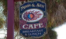 Moon and Sun Cafe serves breakfast and lunch in downtown St. Augustine, Florida.