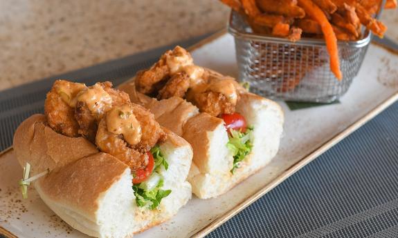 Shrimp Po' Boy served at Nineteen at TPC Sawgrass north of St. Augustine.