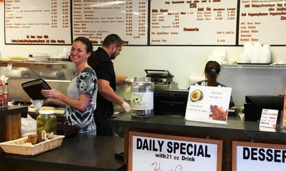 The service counter at Old City Sub — South in St. Augustine.