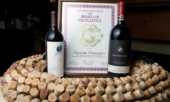 Raintree Restaurant offers a wide selection of delicious wines. 