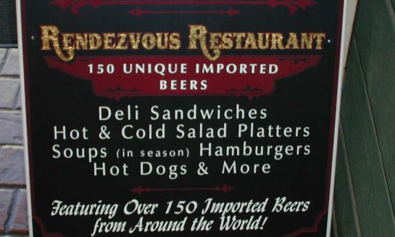 The menu at St. Augustine's Rendezvous Restaurant and beer pub.