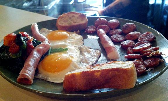 Fresh-made breakfast with local foods.