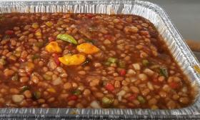 Baked Beans with spice from The Saucey Pig Food Truck in St. Augustine.