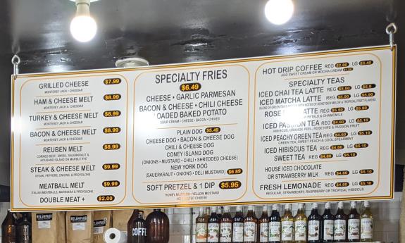 The food menu at the Snack Shack in St. Augustine.