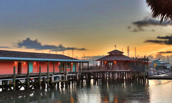 The exterior of the waterfront restaurant