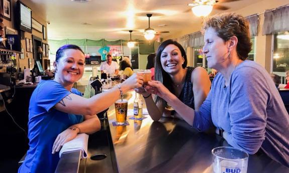 Friends enjoying Commander's Shellfish Camp in St. Augustine.