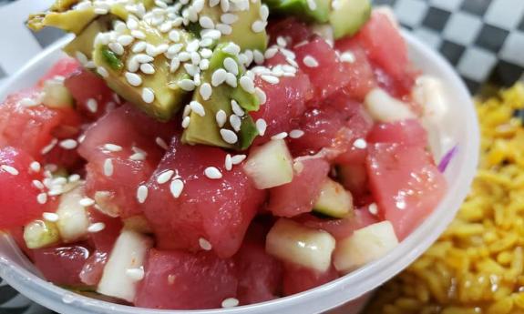 Ahi Poke Bowl at Sporks in St. Augustine, FL.