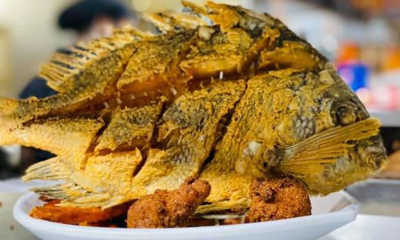 Fried whole fish prepared and served at the St. Augustine Fish House 7 Oyster Co. 