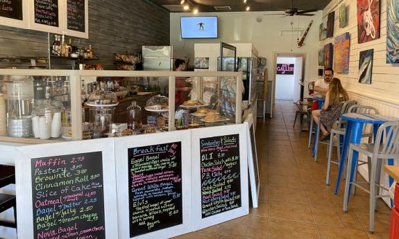 The counter and menu at Sweetwater Coffe Bar and Gallery in St. Augustine.