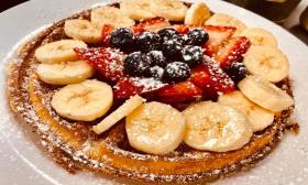 Banana, Strawberry, Blueberry Waffle at Beachside Diner in St. Augustine Beach, Fl 