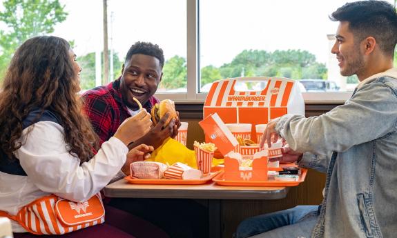 Enjoying Whataburger in St. Johns.