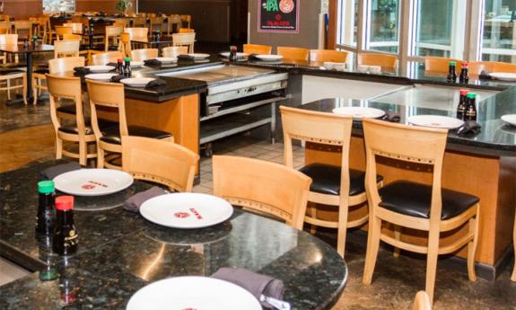 The interior of Yamato Japanese Steakhouse and Sushi in St. Augustine.