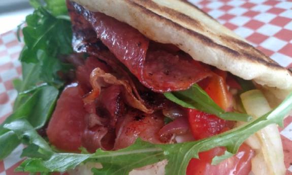 YAMO's grilled Italian piadina sandwich in St. Augustine.