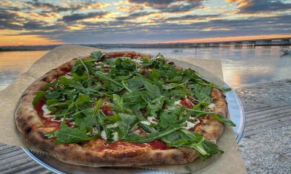 On the river with Yeast Coast Baking Company's pizza in St. Augustine.