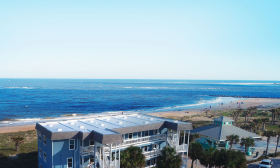 The Saint Augustine Beach House has 16 guest rooms directly on the ocean in Viilano Beach, Florida.