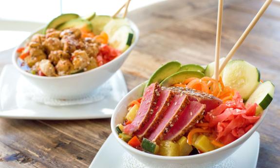 The fresh tuna poke bowl at Santiago's Florida Kitchen and Craft Bar at Guy Harvey Resort St. Augustine Beach.