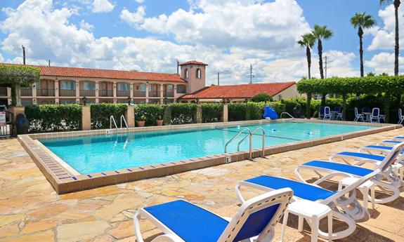 Pool chairs at La Fiesta Ocean Inn & Suites 