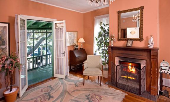 The fireplace of the Victoriana room at St. Augustine's Alexander Homestead.