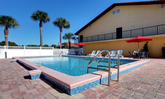 Pool views at America's Beach Value Ocean Inn near St. Augustine Beach.