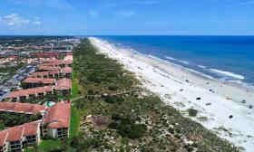 Aerial view of the beach from Ocean Gallery in St. Augustine Beach, Florida