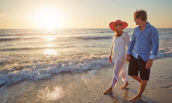 Sunrise walks just steps outside Beachfront Bed and Breakfast in St. Augustine Beach, Florida