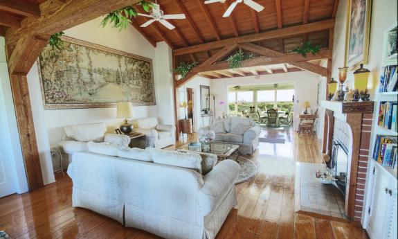 Old Florida inspired great room at Beachfront Bed and Breakfast in St. Augustine Beach, Florida