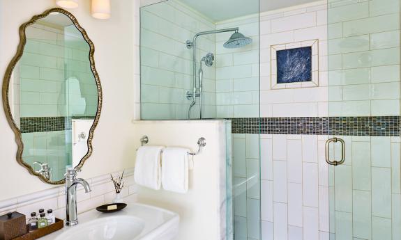 A modern bath at the Collector Luxury Inn in St. Augustine.