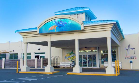 The entrance to Guy Harvey Resort St. Augustine Beach.