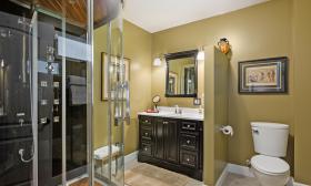 Full bath and frameless shower At Journey's End in St. Augustine, Fl