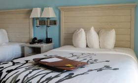 One of the rooms with two queen beds at Ocean Sands Beach Inn in St. Augustine.