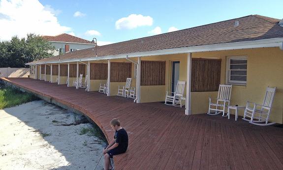 The open deck at Edgewater Inn is perfect for lounging.