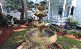 Gardens and fountain at Bayfront Westcott House in St. Augustine, Florida