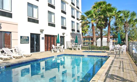 Guests can relax after a hard day of sightseeing at the Wingate by Wyndham's outdoor pool.