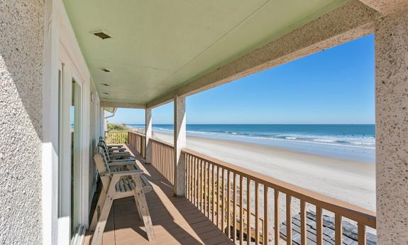 Ocean view from balcony at Wren's Beach Rentals