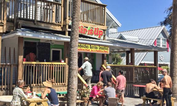 The eating porch and entrance to Stir It Up in St. Augustine.