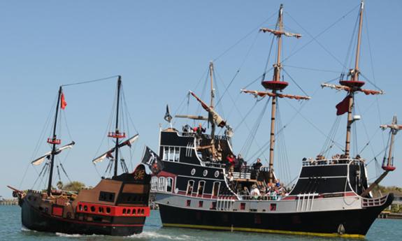 The Black Raven engages in battle with another pirate ship.