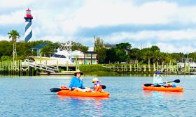 Family of kayakers with 904 SUP Yoga in St. Augsutine, FL.