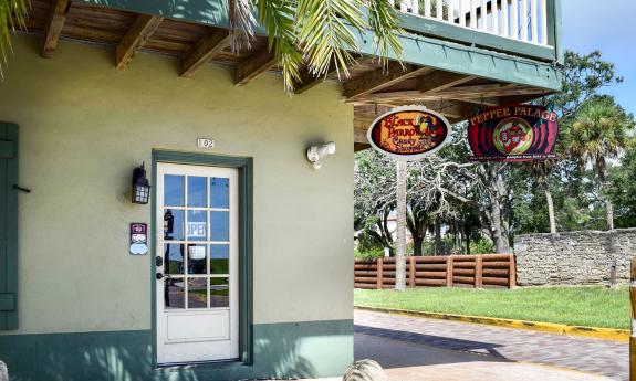 Exterior of Black Parrot Candy Shoppe in St. Augustine, Florida.