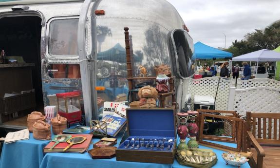 An antique dealer at Airstream Row in Vilano Beach, FL