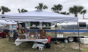A vendor at the Vilano Beach Market at Airstream Row in St. Augustine, FL