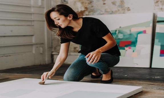 At work with artist, Alma Ramirez